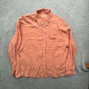Abercrombie and Fitch Shirt Mens XL Orange Linen Lightweight Casual Preppy